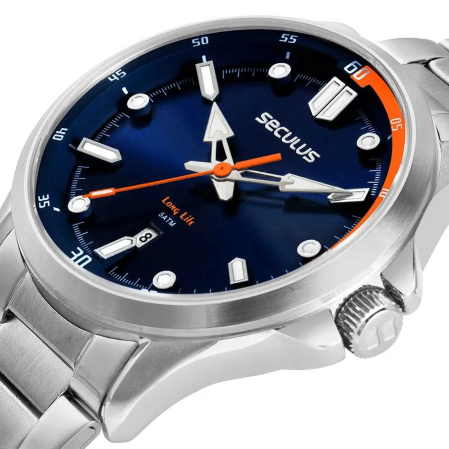 Relógio Masculino Seculus Prata Azul