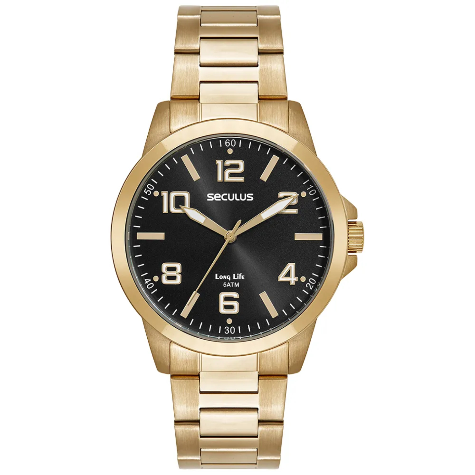 Relógio Masculino Seculus Dourado Preto