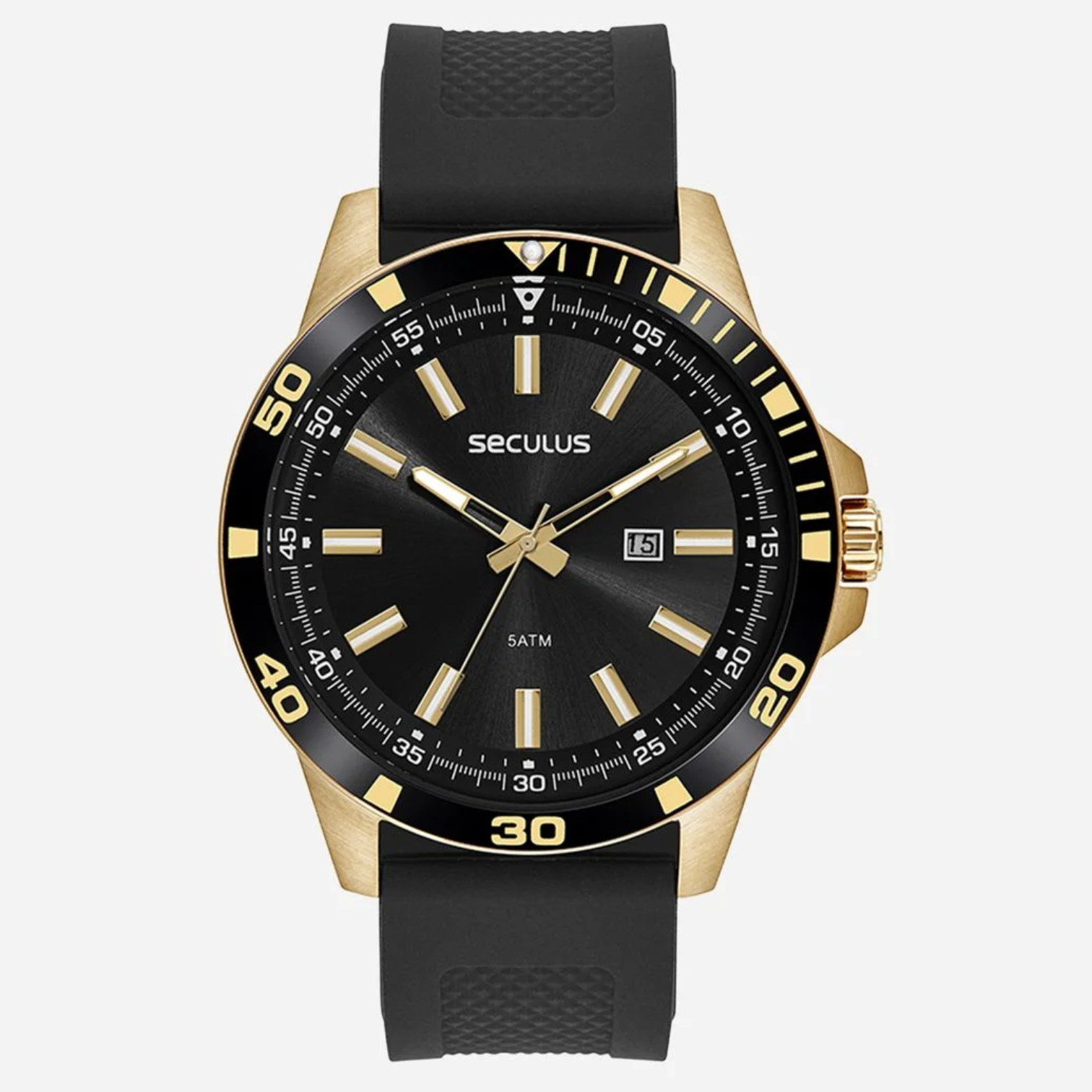 Relógio Masculino Seculus Dourado Preto