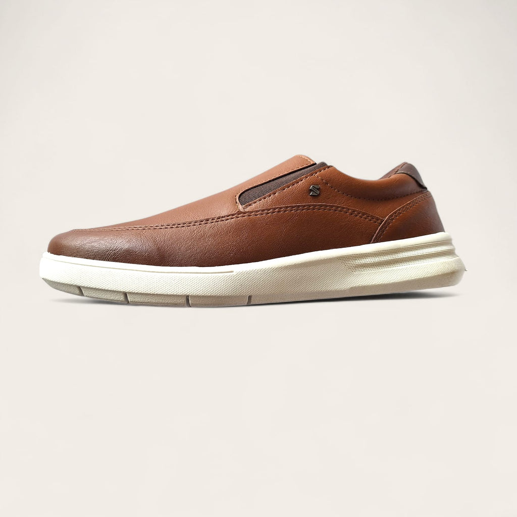 Sapatenis masculino stay estiloso esportivo fechado marrom solado off white
