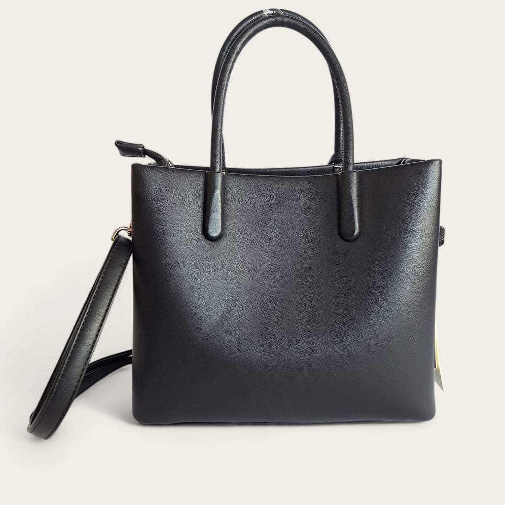 Bolsa Feminina Tote Preta – Alça de Mão e Transversal