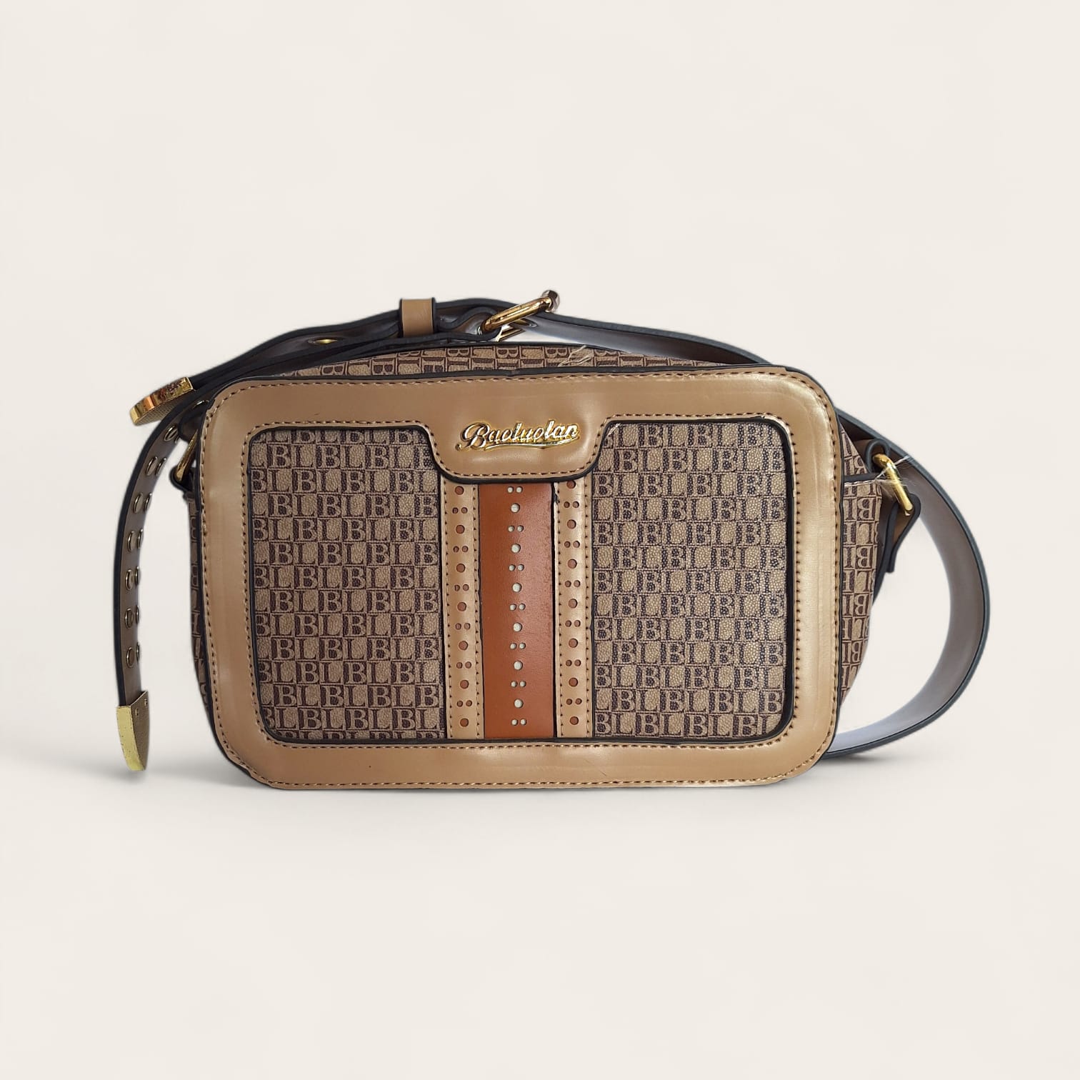 Bolsa Feminina Transversal Estampada Bege – Estilo Casual Chic