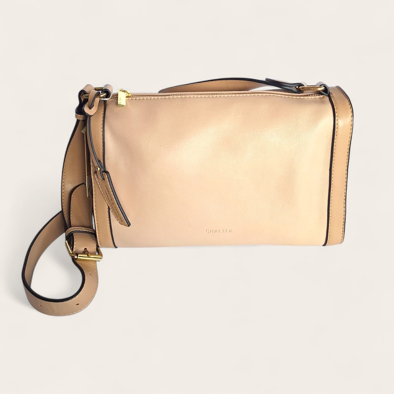 Bolsa Feminina Transversal Chalita Cut – Bege