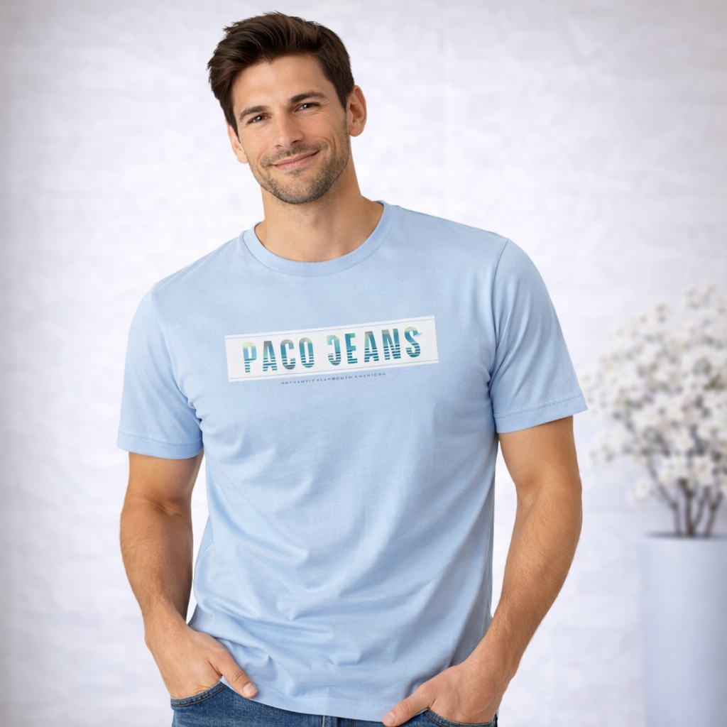 Camiseta Masculina Paco Jeans Azul Claro TAM: G