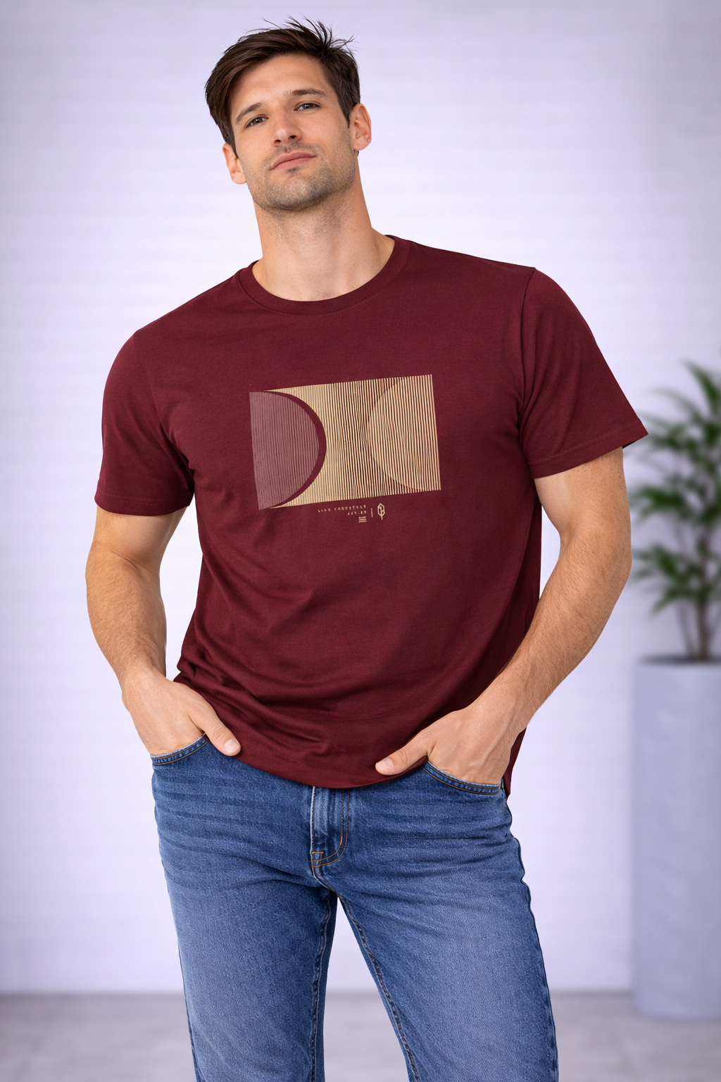 Camiseta Masculina Pena Vinho TAM: P