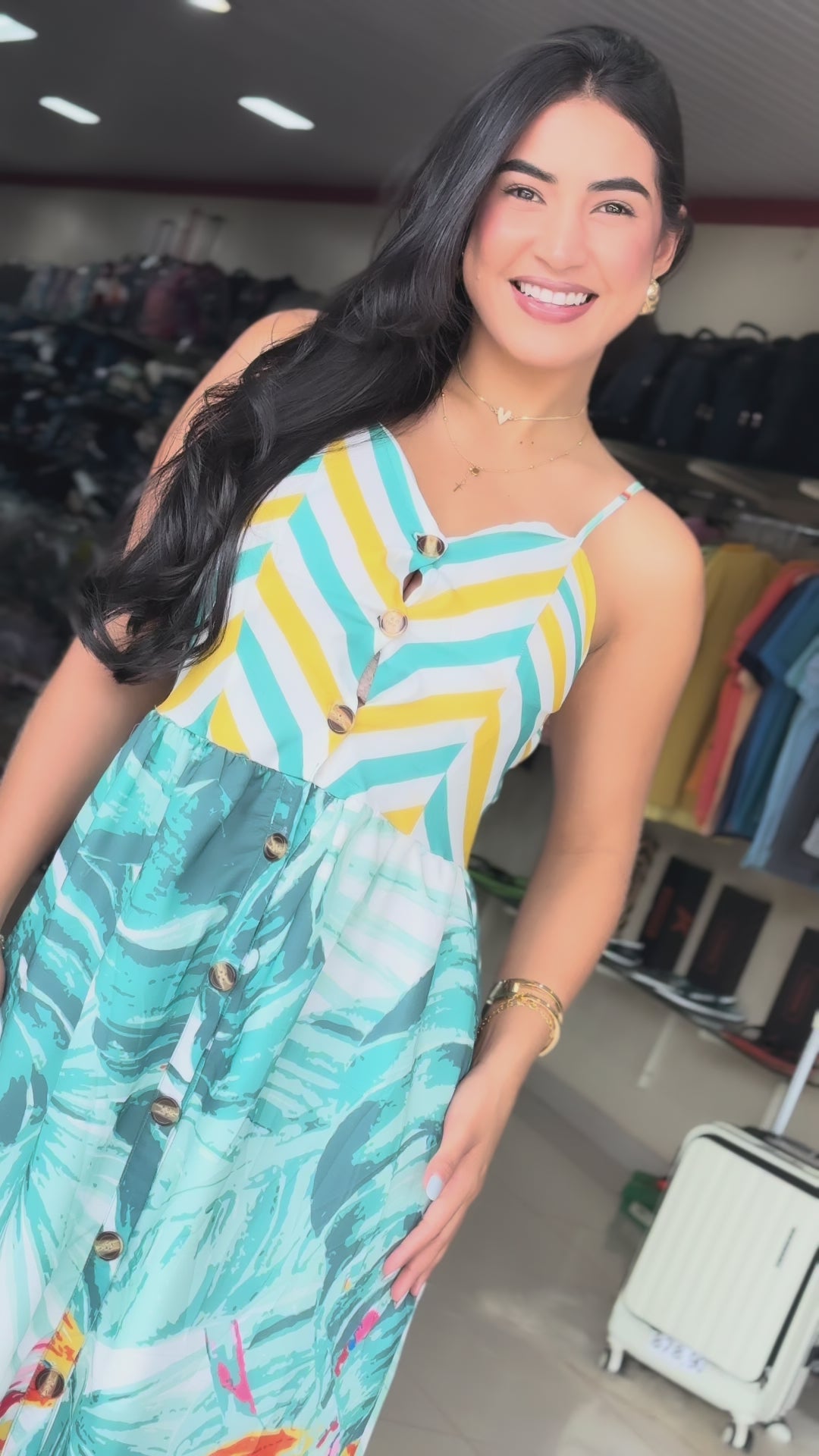 Vestido Longo estampado Paraiso TAM: P