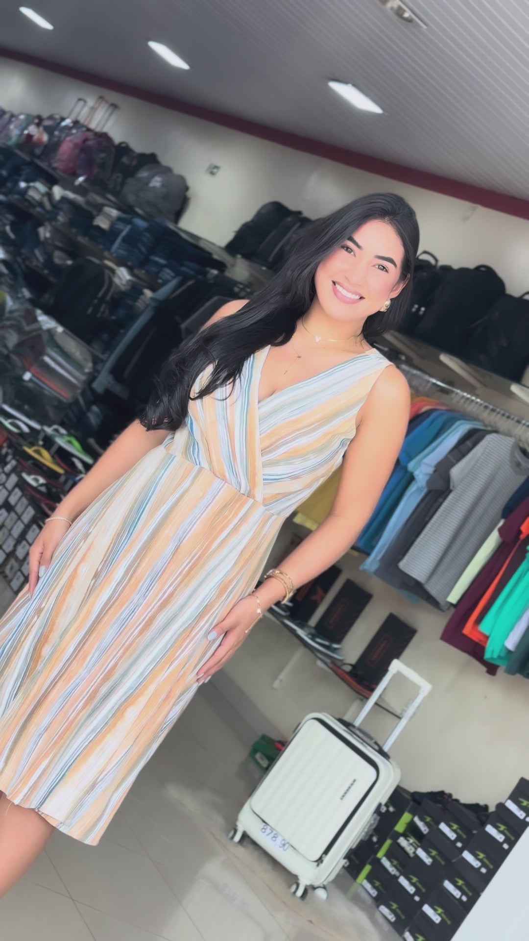 Vestido MID estampado listras TAM: M