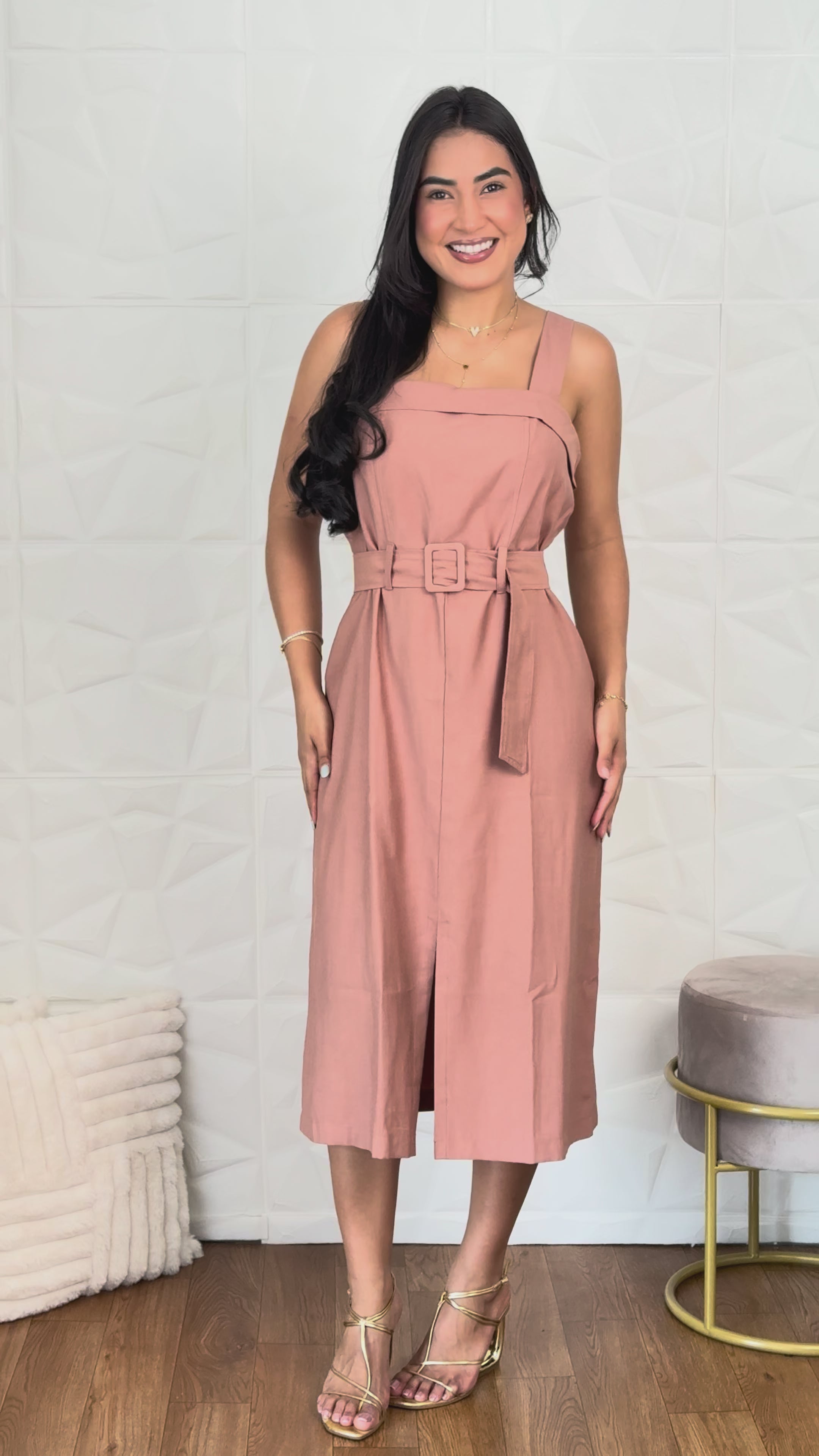 Vestido Midi Terracota com Faixa TAM: M