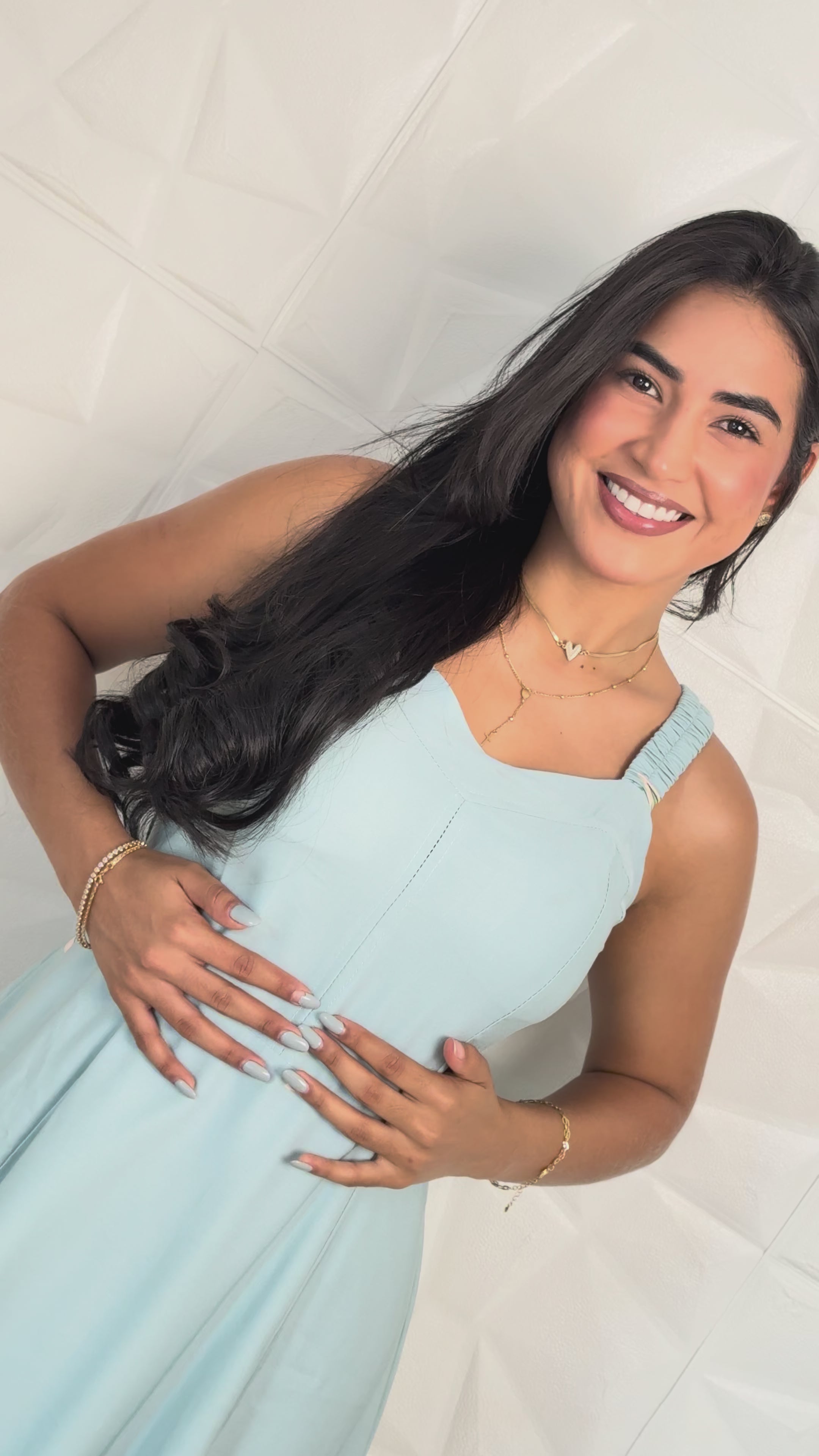 Vestido Longo Verde Água Estampado TAM: G