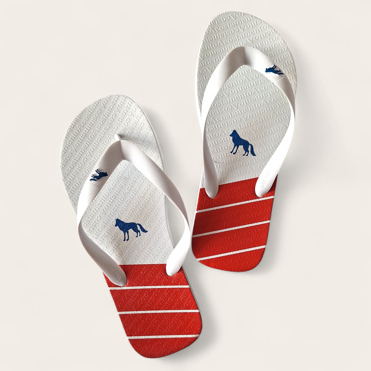 Sandalia masculina acostamento - branco/vermelho listras