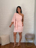 Vestido Curto Rosa de Um Ombro TAM: P
