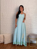 Vestido Longo Verde Água Estampado TAM: G