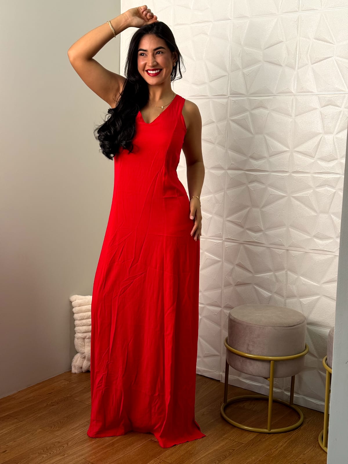 Vestido Longo Vermelho Regata TAM: M