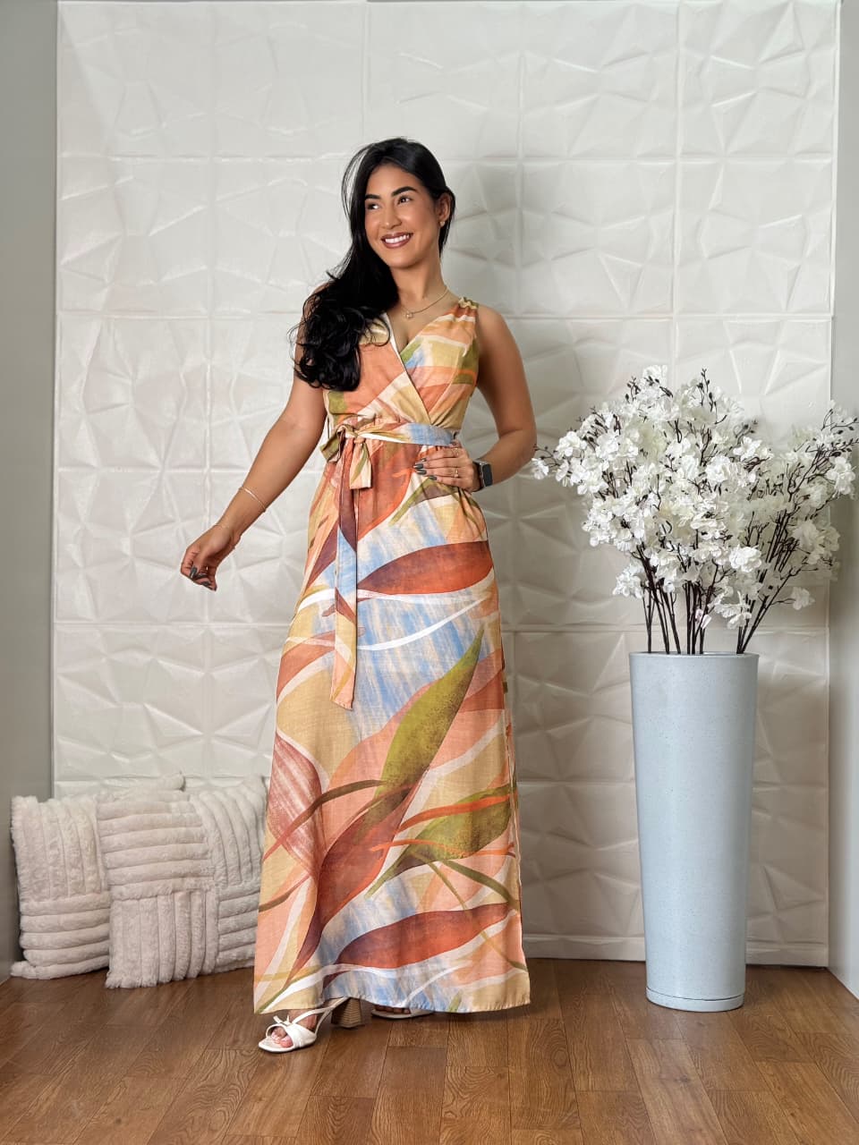 Vestido longo estampado outono TAM:P