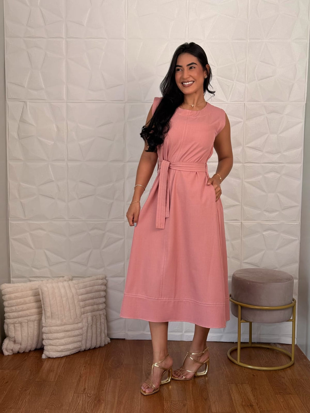 Vestido Midi Rosa TAM: M
